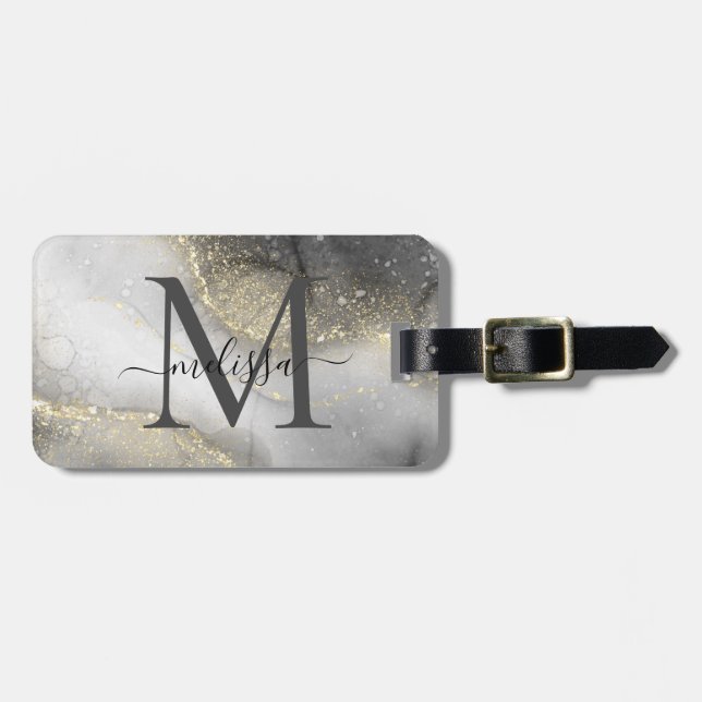 Elegant Silver and Gold  Luggage Tag (Front Horizontal)