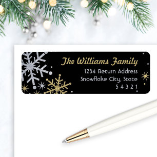 Elegant Silver and Gold Snowflake Return Address