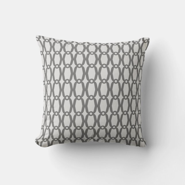 Elegant Silver and Grey Pattern Cushion (Front)