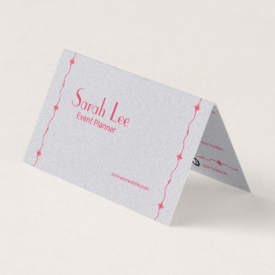 Elegant Silver and Pink Folded Business Card
