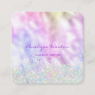 Elegant Silver and Purple Pastel Square Business Card