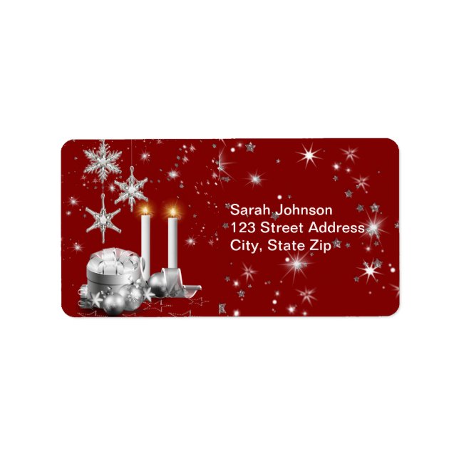 Elegant Silver and Red Christmas Label (Front)