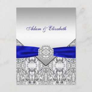 Elegant Silver and Royal Blue Wedding Invitations