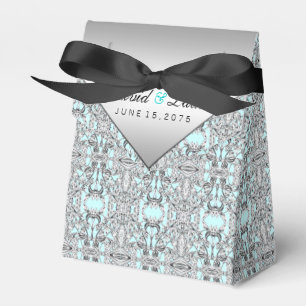 Elegant Silver and Teal Blue Wedding Favour Box