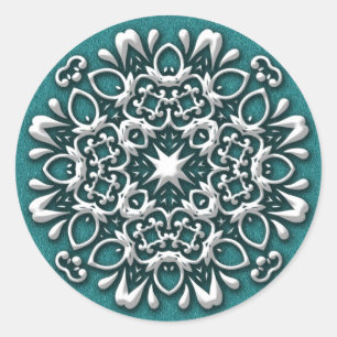 Elegant Silver and Teal Christmas Sticker