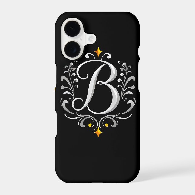 Elegant Silver B Letter Monogram (Back)
