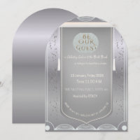 Elegant Silver Be Our Guest Invitation Card, Custo