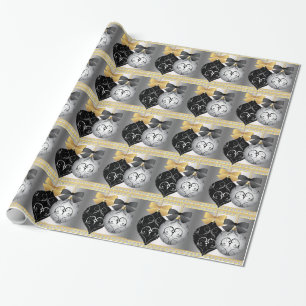 Elegant Silver Black and Gold Christmas Wrapping Paper