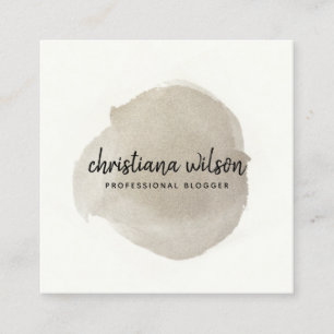 ELEGANT SILVER BLACK BRUSH STROKE CALLIGRAPHY SQUARE BUSINESS CARD