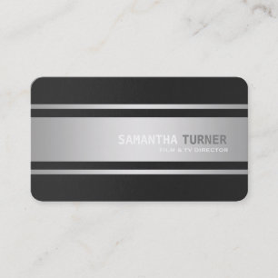 Elegant Silver Black Textured Professional Custom Business Card