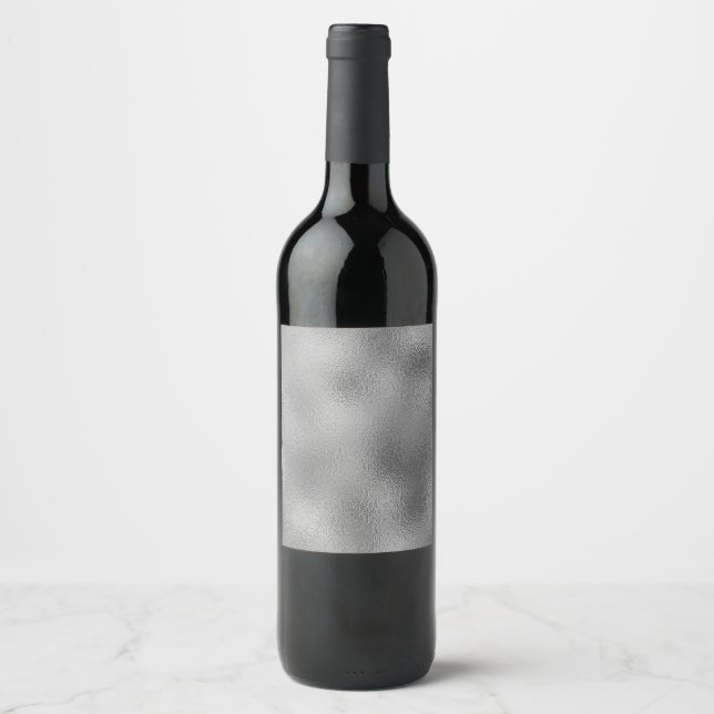 Elegant Silver Blank Template Add Text Wine Label (Front)