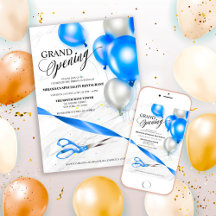 Elegant Silver Blue Balloons Grand Opening