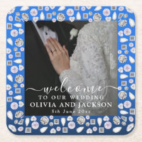Elegant Silver Blue Heart Diamond Glitter Wedding 