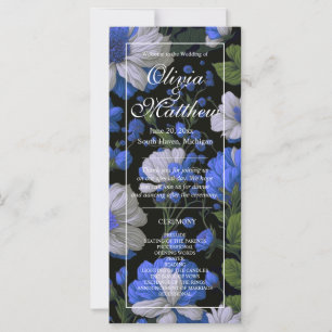 Elegant silver blue white elegant retro florals