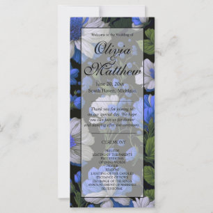 Elegant silver blue white elegant retro florals