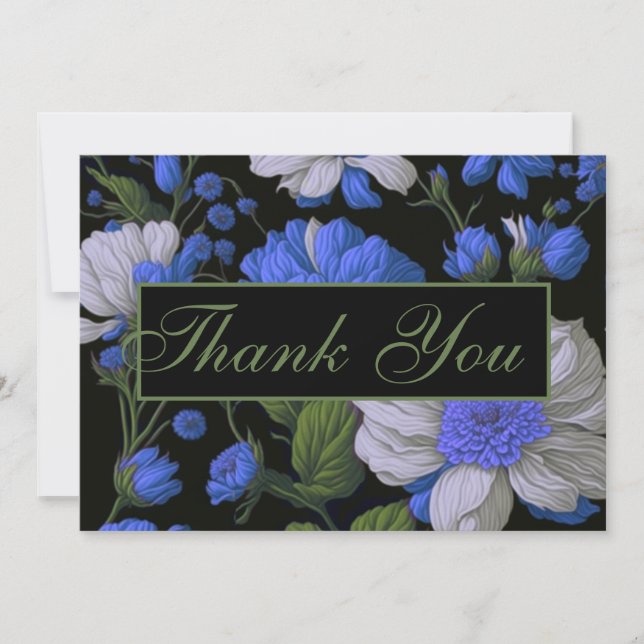 Elegant silver blue white elegant retro florals invitation (Front)