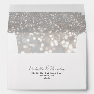 Elegant Silver Bokeh   Return Address Envelope