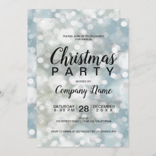 Elegant silver bokeh snow corporate Christmas Invitation