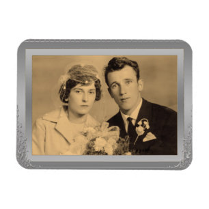 Elegant silver border frame custom photo magnet