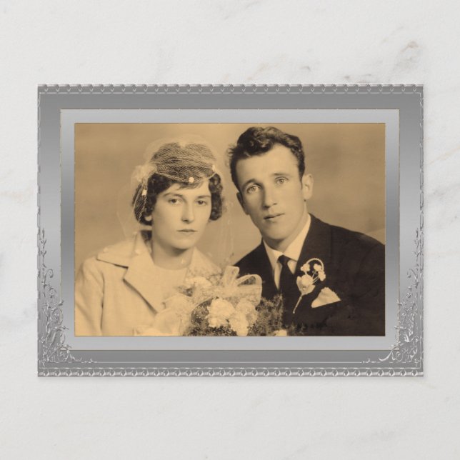 Elegant silver border frame custom photo  postcard (Front)