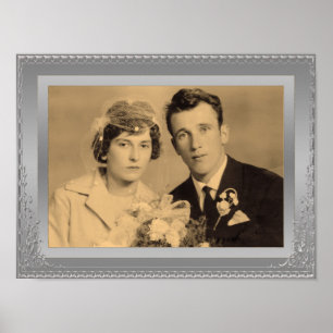 Elegant silver border frame custom photo poster
