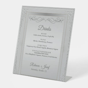 Elegant Silver Border Frame – Wedding Style Pedestal Sign