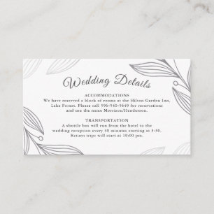 Elegant Silver Botanical Wedding Details Website Enclosure Card