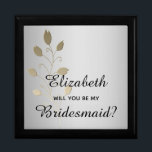 Elegant Silver Bridesmaid Proposal Box<br><div class="desc">Simple,  elegant,  luxury silver grey bridesmaid proposal box with  faux gold floral ornament.</div>