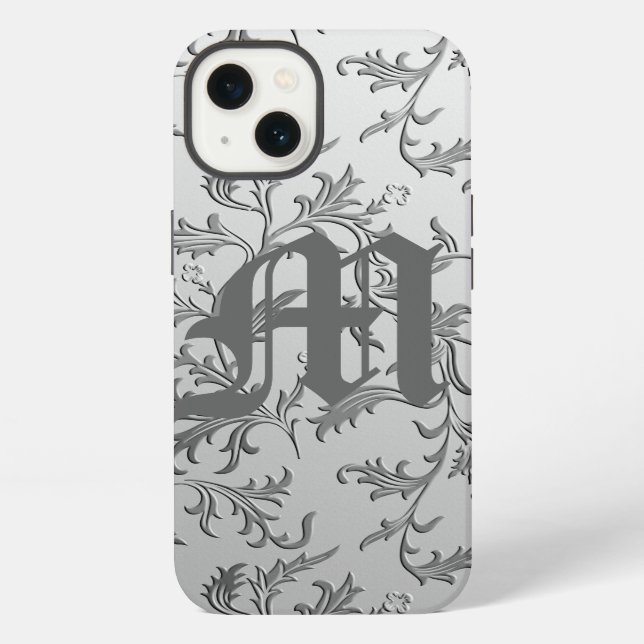 Elegant silver brocade iPhone case (Back)