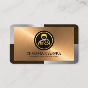 Elegant Silver Bronze Layers Chauffeur Driver Business Card