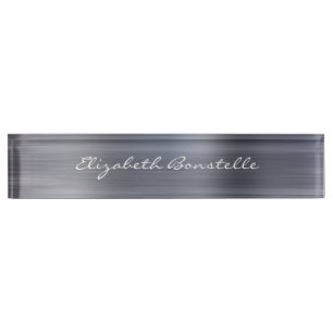 Elegant Silver Brushed Metal Foil Handwriting Nameplate
