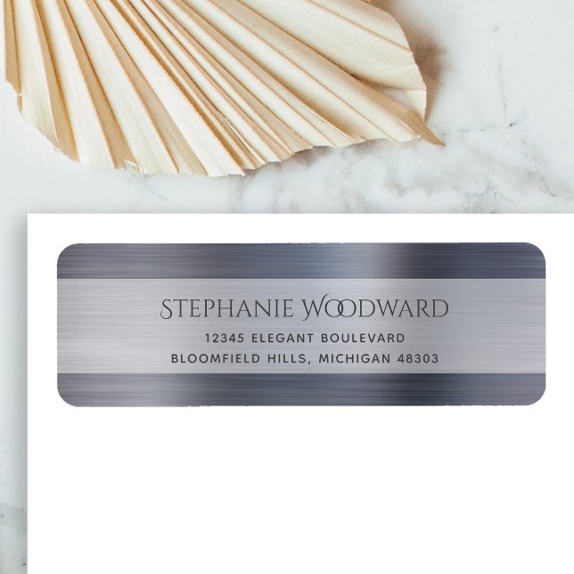 Elegant Silver Brushed Metallic Return Address (Creator Uploaded)