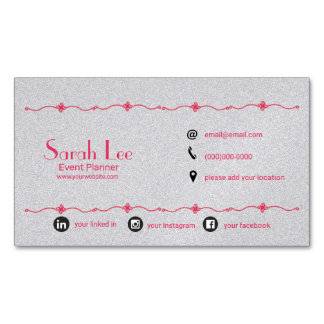 Elegant silver business card magnet