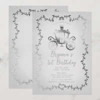 Elegant Silver Carriage Storybook 1st Birthday