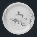 Elegant Silver Carriage White Storybook Royal Paper Plate<br><div class="desc">Customise with any text. Matching items are available.</div>