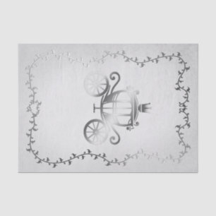 Elegant Silver Carriage White Storybook Royal Tissue Paper