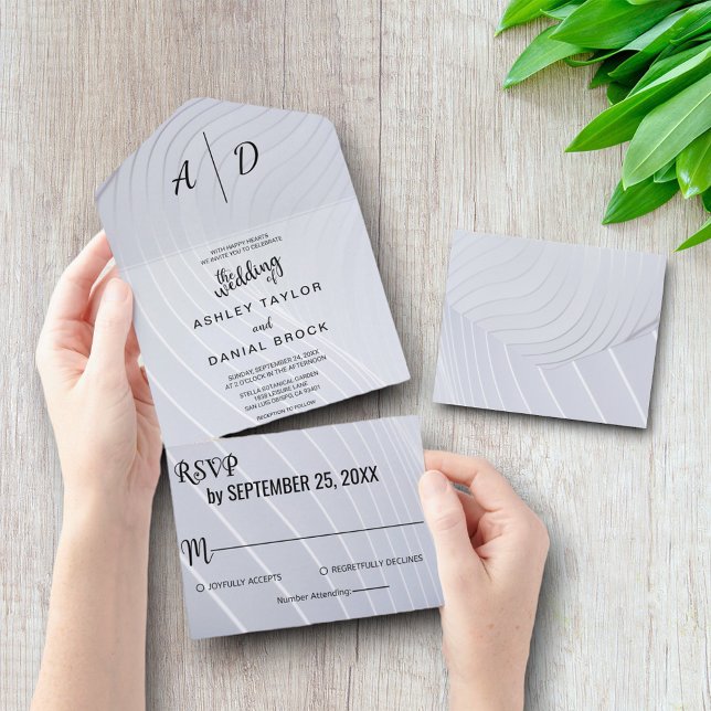 Elegant silver chic All in One Wedding Invite (Creator Uploaded)