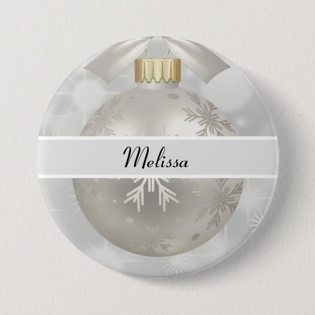 Elegant Silver Christmas Ball on Bokeh Lights 7.5 Cm Round Badge (Front)