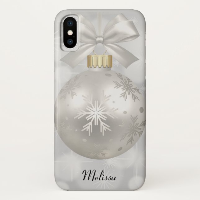 Elegant Silver Christmas Ball on Bokeh Lights Case-Mate iPhone Case (Back)