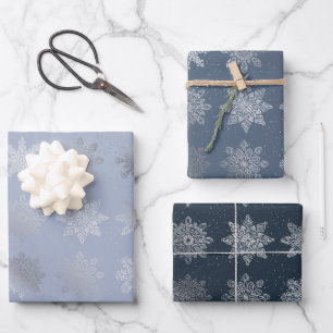 Elegant silver Christmas snowflake pattern  Wrapping Paper Sheet