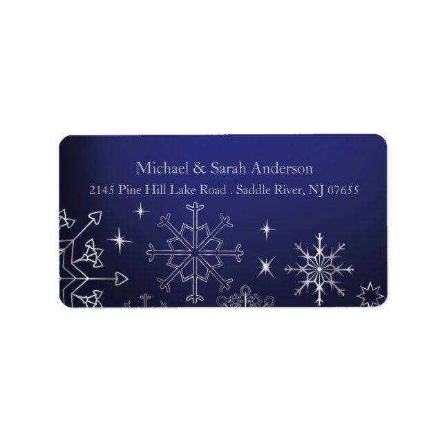 Elegant Silver Christmas Snowflakes Address Label (Front)
