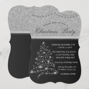 Elegant Silver Christmas Tree,Christmas Party Invitation