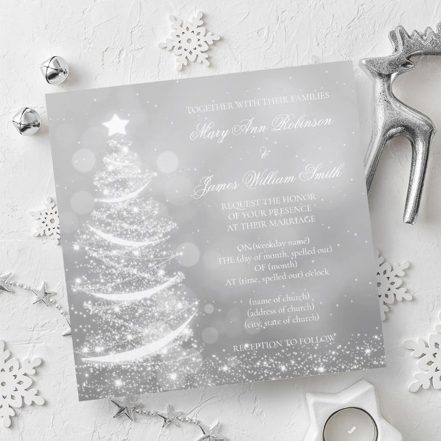 Elegant Silver Christmas Wedding Invitation (Elegant Silver Christmas Wedding Invitation)