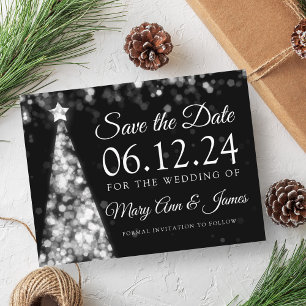 Elegant Silver Christmas Wedding Save The Date Announcement Postcard