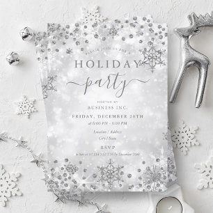 Elegant Silver Christmas Winter Company Holiday Invitation