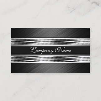 Elegant Silver Chrome Metal Black 2 Business Card