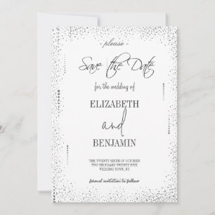 Elegant silver classy minimalist save the date