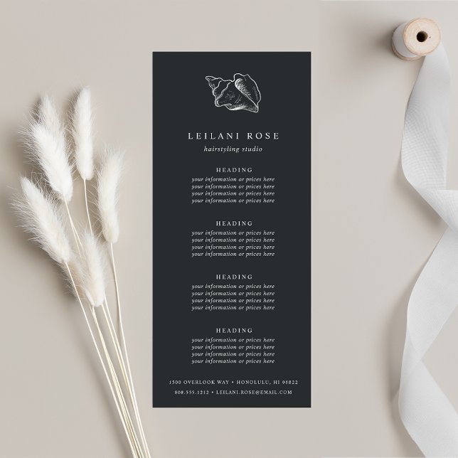 Elegant Silver Conch Shell | Pricing or Services Rack Card (Creator Uploaded)