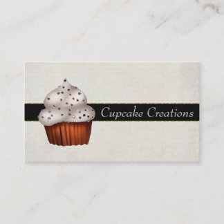 Elegant Silver Cupcake Bakery Business Card with s