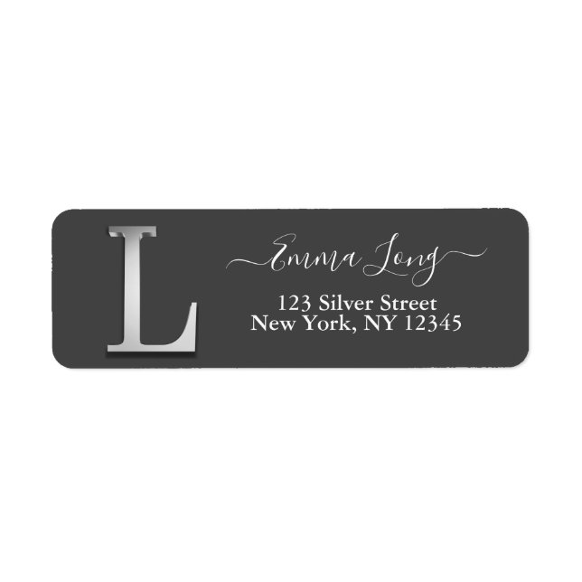 Elegant Silver Custom Monogram L Name (Front)